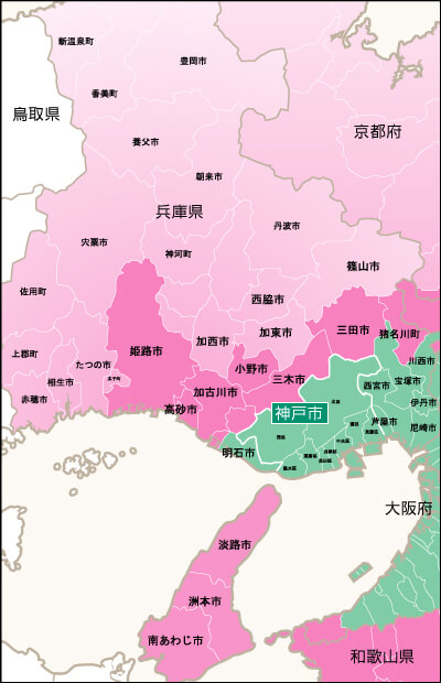 地域別対応状況・兵庫県詳細地図