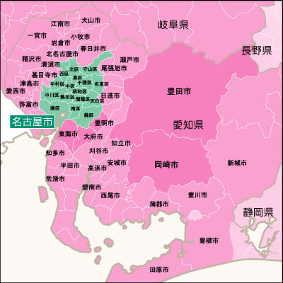 地域別対応状況・愛知県詳細地図
